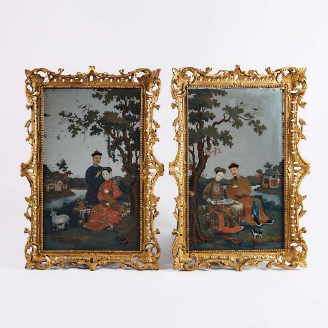 Chinese Export Reverse Painted Mirrors, 18th Century